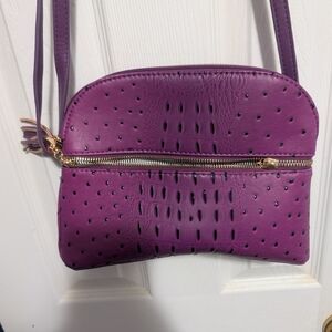 Elegant Purple Leather Wristlet